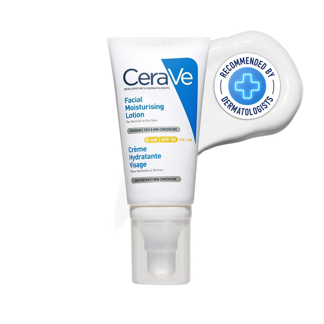 CeraVe AM Facial Moisturising Lotion SPF 50 Skin with Ceramides,Niacinamide and Vitamin E for Normal to Dry