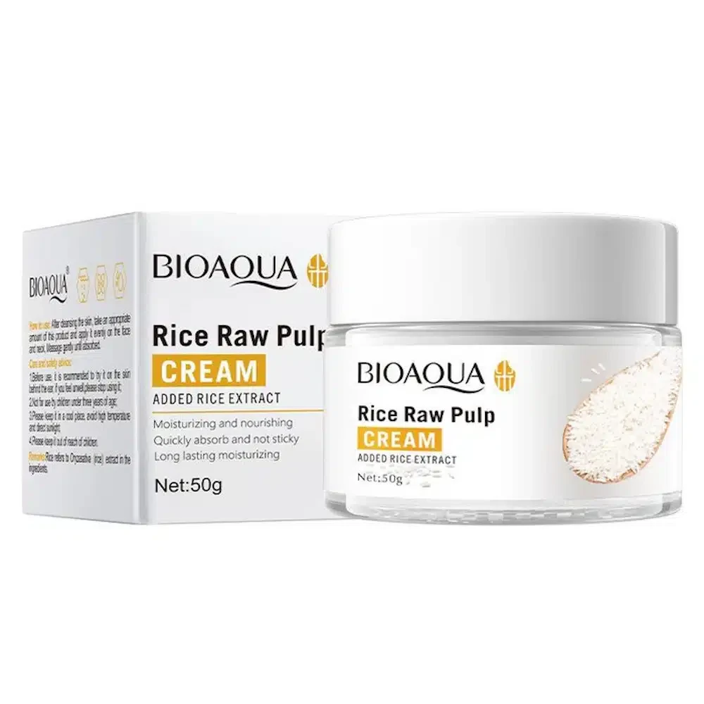 BIOAQUA Rice Raw Pulp Cream Facial Skin Moisturizing Smoothing Nourishing Oil Controlling Large Pores Treating Rice Milk cream-50gm