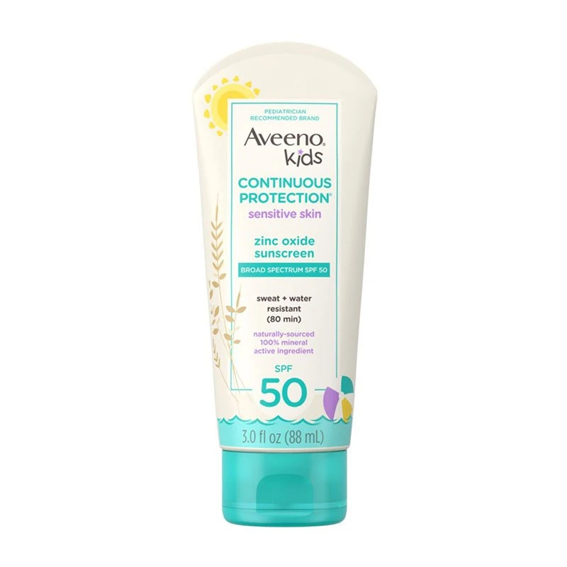 Aveeno Kids Continuous Protection Sensitive Skin Zinc Oxide Sunscreen Broad Spectrum SPF 50